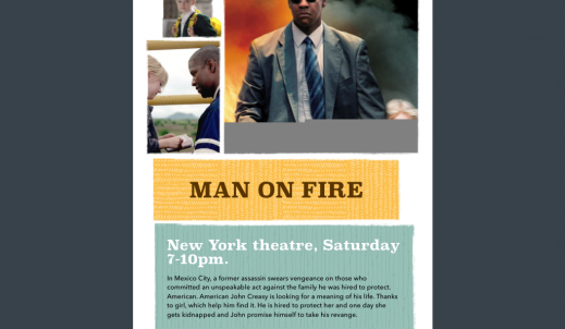 ,,MAN ON FIRE” Plakat filmowy.